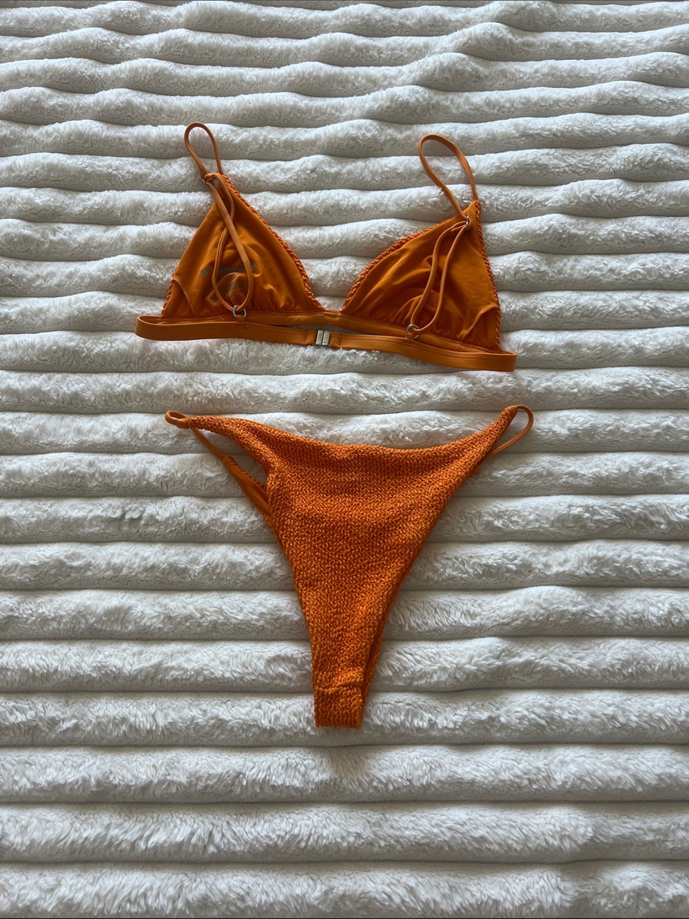 Textured Orange Triangle Bikini Set - Picture 4 of 6